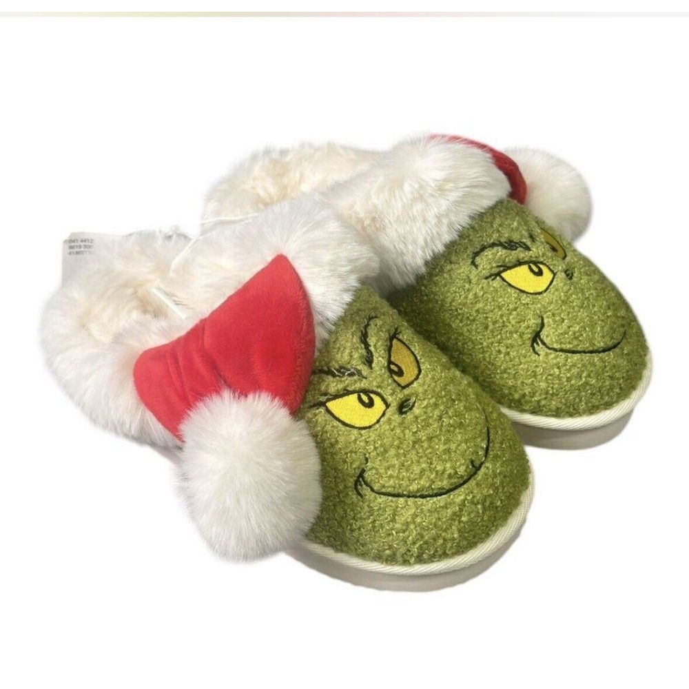 American Eagle Grinch Slippers‎ Womens 7 Christmas Santa AE New